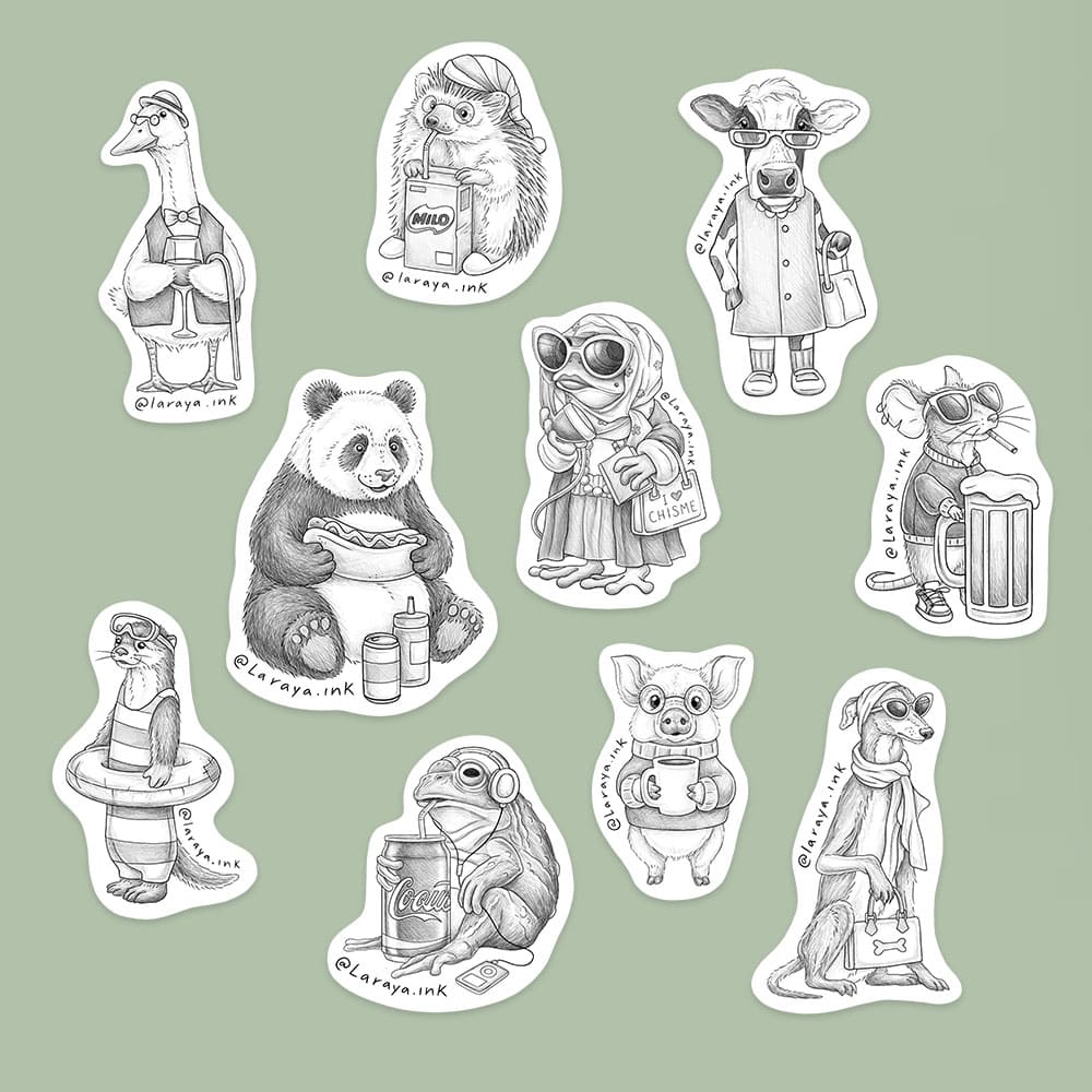 Pack 10 Stickers Animales