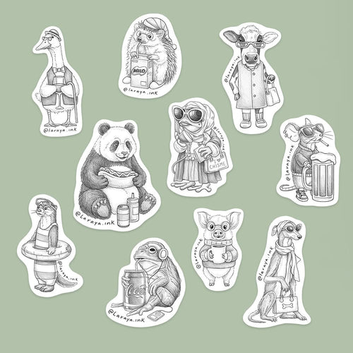 Pack 10 Stickers Animales