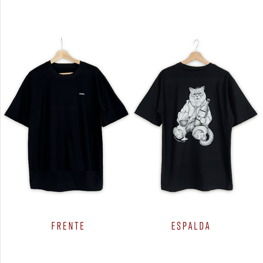 Polera Negra Gato Borracho